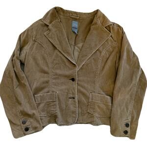 Y2K Grunge Corduroy Style Blazer Womens Size XXL Brown Stretchy Thrashed Button